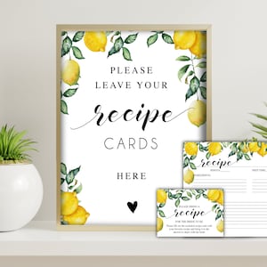 Rezeptkarte Brautdusche, Zitronen Rezeptkarten druckbar für die Braut zu sein, Bitte bringen Sie ein Rezeptschild mit, Wunschkarte, Boho Lemons Digitals