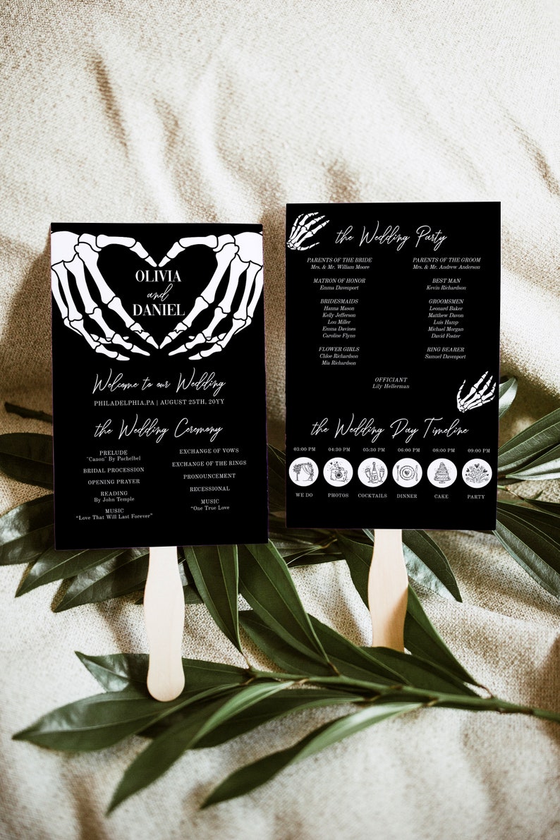 Gothic Wedding Program Fan Template, Editable With Day Timeline and ...