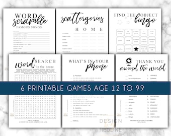 INDOOR Games Word for adults and teens, printable home games, indoor activities bundle, indoor fun PDF