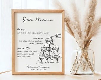 Poster cocktails del matrimonio template, signature drink poster editabile