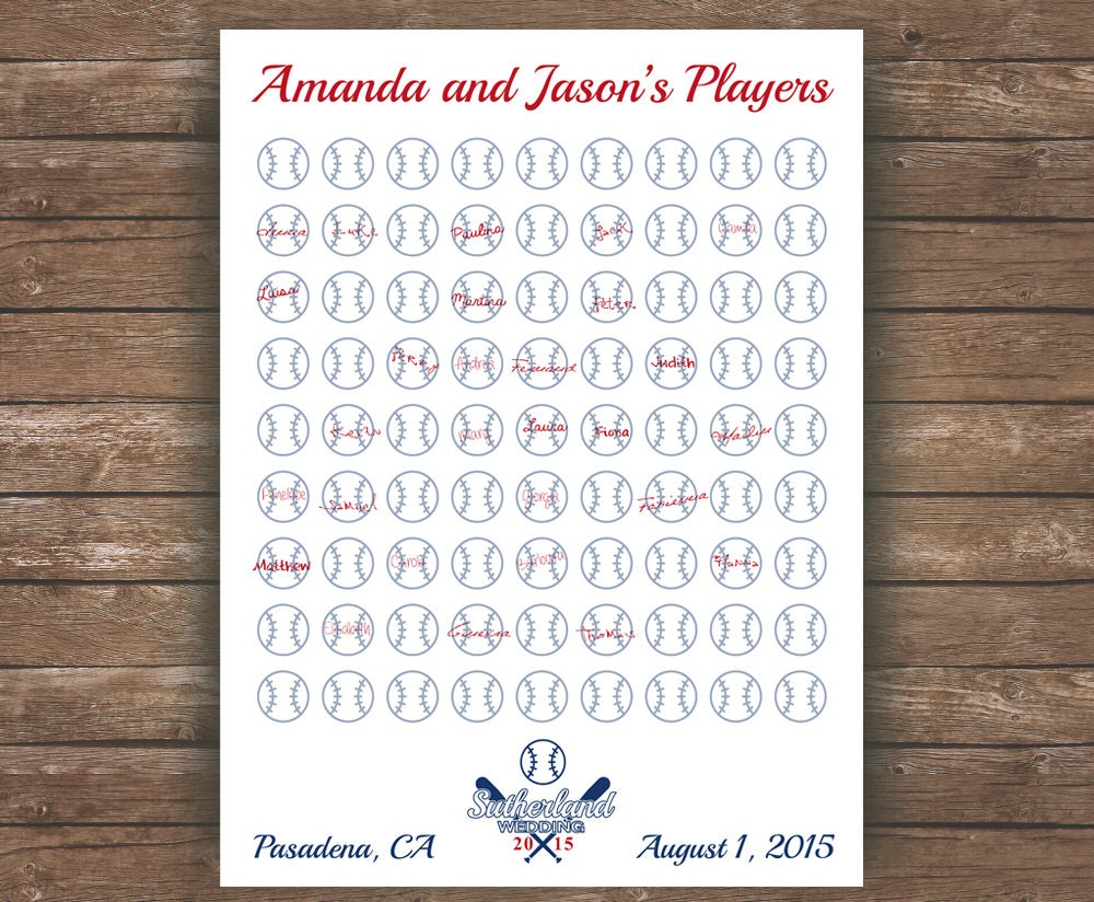 Baseball Wedding Guest Book Alternative. Wedding printable Etsy