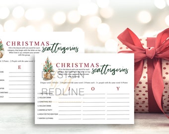 Printable Christmas Game, Family Fun Holiday Party, Games for families and friends, Scattergories Game PDF