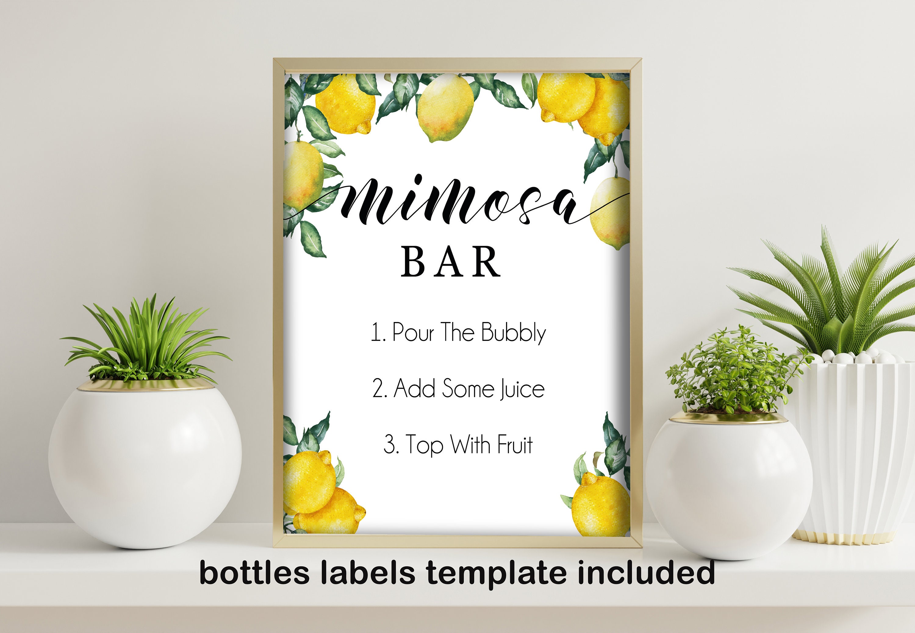 Mimosa Bar setup and free shower printables