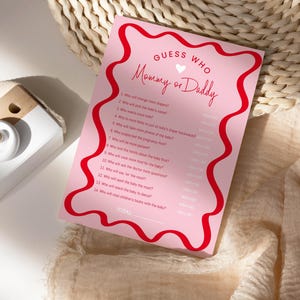 Valentines Baby Shower Game EDITABLE | Mom or Dad game Guess who | A Little Sweetheart Baby Shower | Fun ideas | Baby Shower Activity AA047