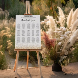 Elegant Seating Chart Template, Wedding Seating sign poster, Gold glitterWedding Table Chart Poster Printable, Instant Download image 3