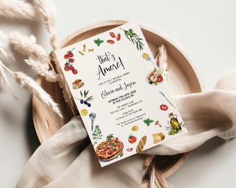 Rehearsal Dinner invitation template, That's Amore Rehearsal Invite printable, boho italian dinner style the night before editable  AA086