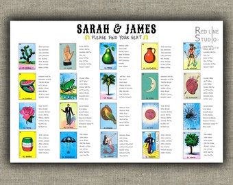 Mexican Loteria Wedding Seating Chart- archivo digital de servicio urgente - tableau de marriage imprimible