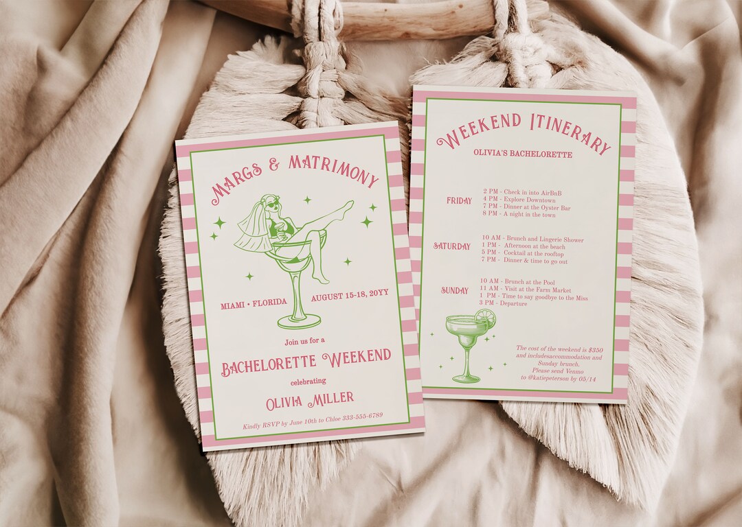 Margarita Bachelorette Party Invitation and Itinerary Template, Margs ...
