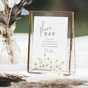 Idea per matrimonio bar dei fiori per gli ospiti da editare e stampare, flower Bar