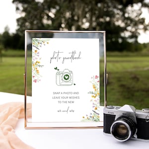 Wildflowers Wedding Photo Guest Book Sign, Wedding Photo Station Sign Template, Floral Printable Photo Guest Book Sign