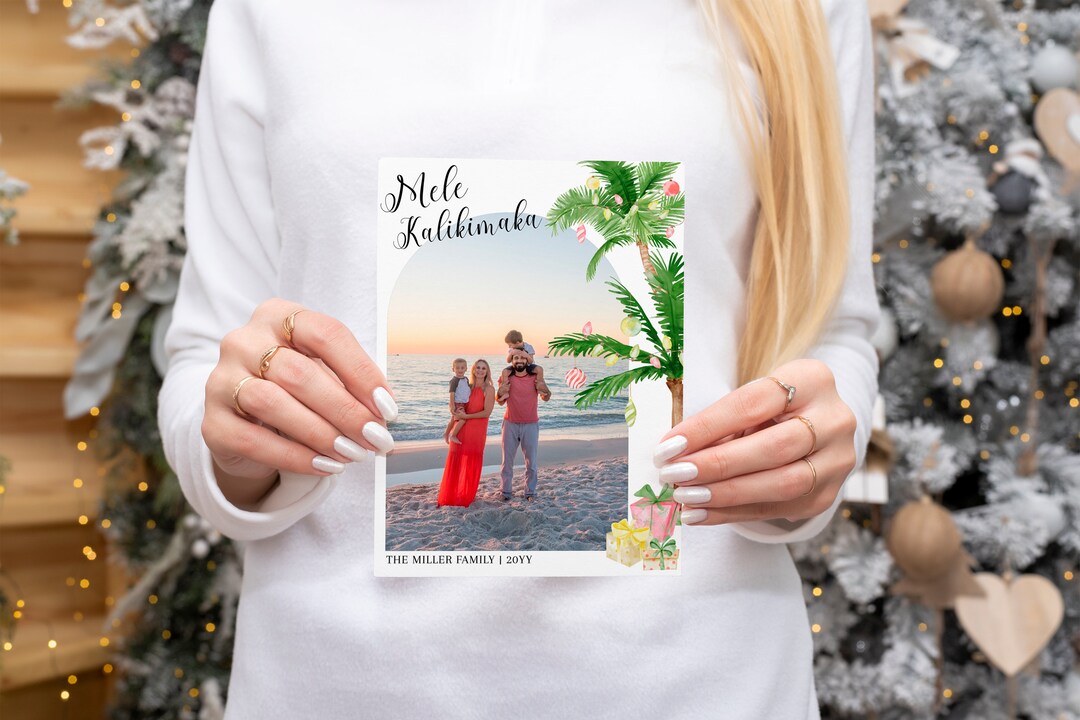 Mele Kalikimaka Photo Card, Mele Kalikimaka Christmas Card Printable