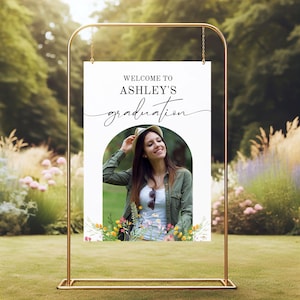 Festa di Laurea, cartello di benvenuto da stampare, floreale wildflowers, editabile e personalizzabile PDF