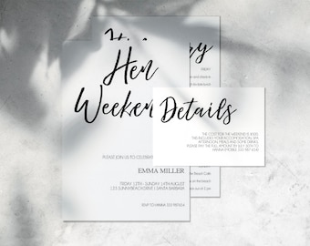 Hen Party Invitation printable, Hen Weekend itinerary template, bachelorette weekend invitation editable, modern hen party invite PDF
