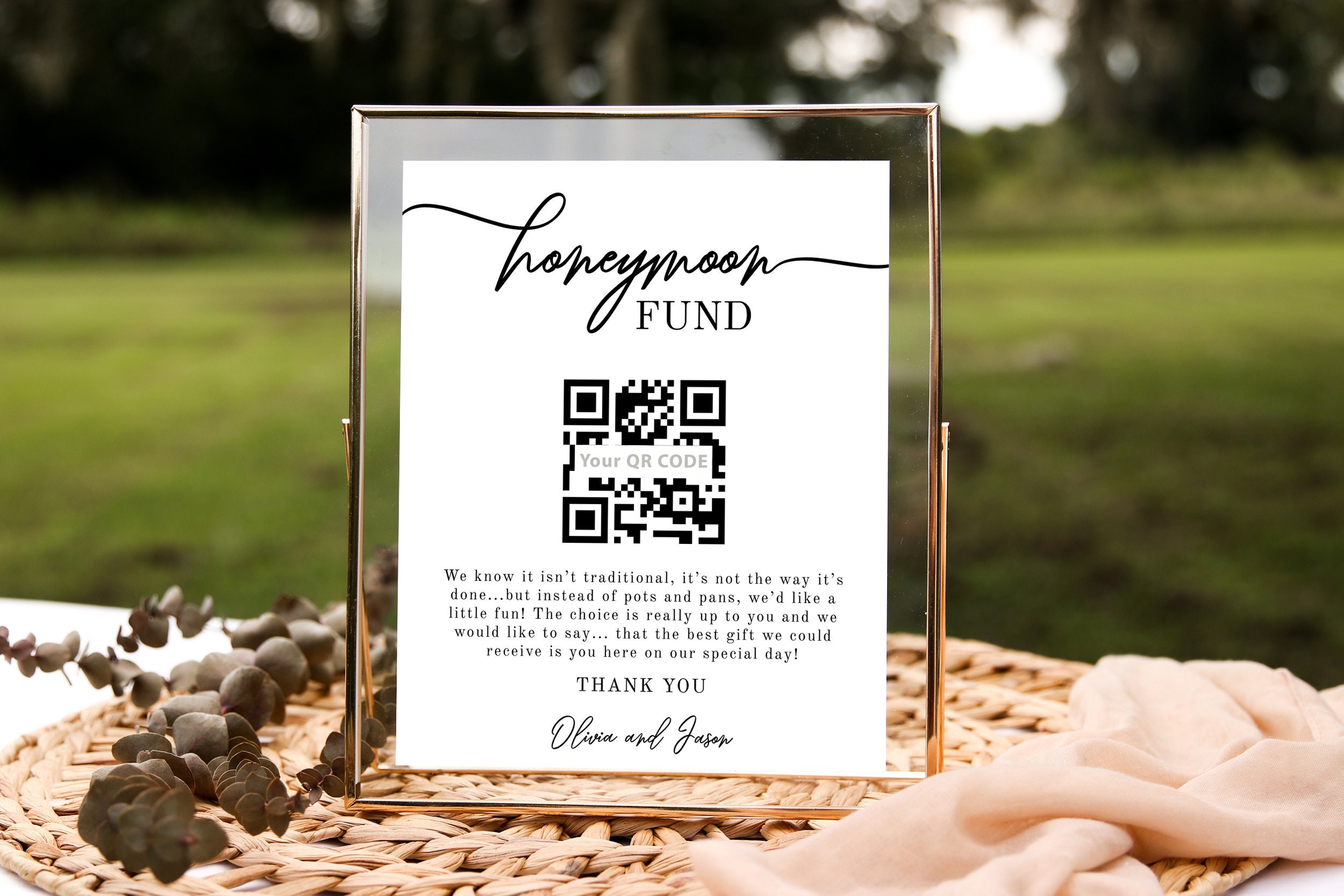 Honeymoon Fund Sign Template, QR Code Wedding Cash Gift, Venmo Honeymoon Fund Sign Template, QR Code Wedding Cash Gift, Venmo