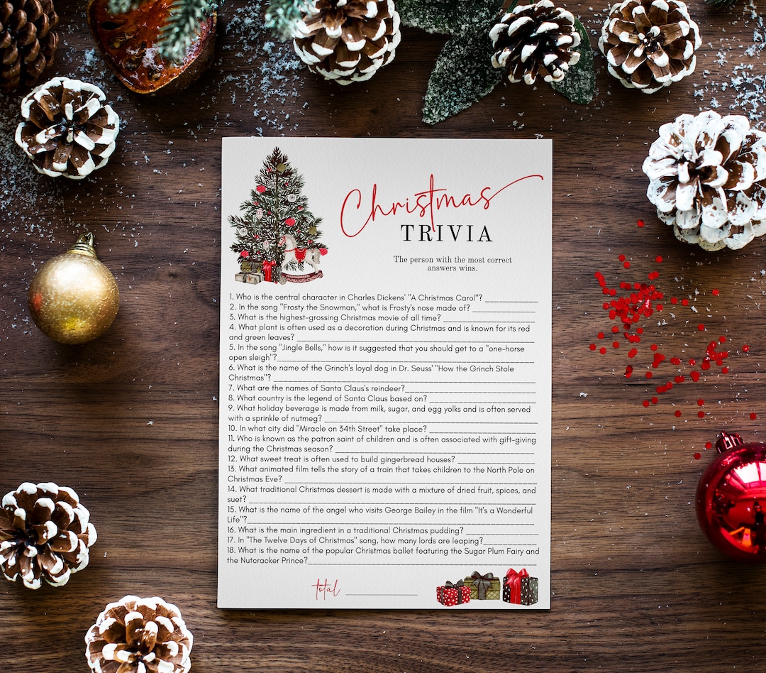 Christmas Trivia Game, Holiday Party Game Printable , Christmas Trivia Christmas Trivia Card Game