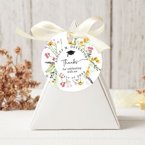 Graduation Favor tag template, Spring Wildflowers favors, floral Editable Grad party favor tag printable image 2