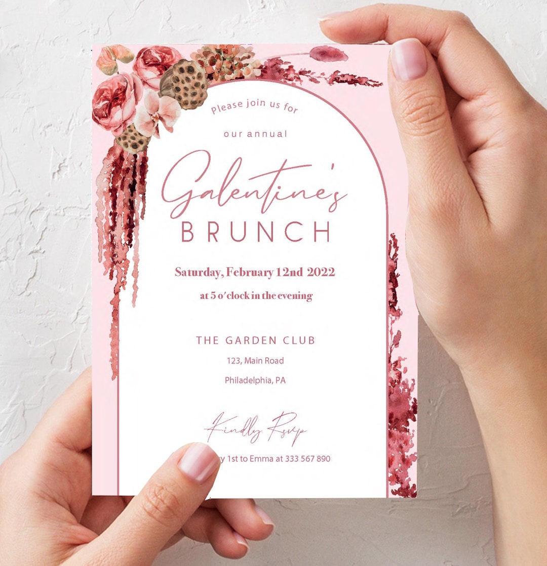 Galentines Day Card Printable, Printable Editable Invitation Valentine ...
