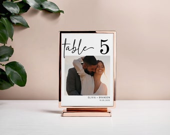 Photo Table Numbers, Minimalist Modern Table Numbers, Wedding Photo Table Numbers, Calligraphy Reception Table Numbers, 5x7, 4x6 instant
