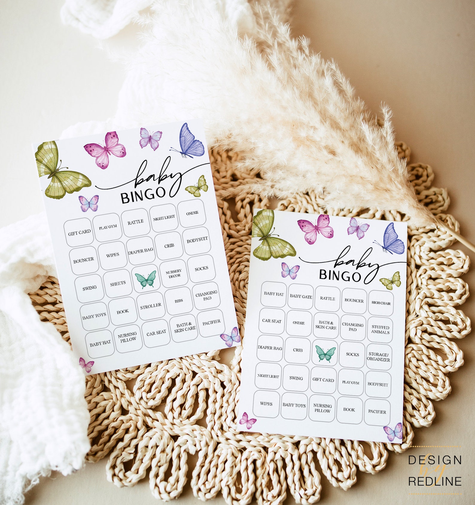 Butterfly Baby Shower Bingo Printable, 20 Unique Game Sheets, Butterfly ...