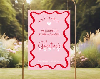 Galentines Welcome Sign, Galentines Day decor printable, Valentines Day Party, Galentines Party Welcome Board Template, Girls NightAA06