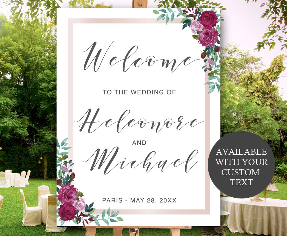 Wedding Welcome Reception Sign Printable Custom File Etsy