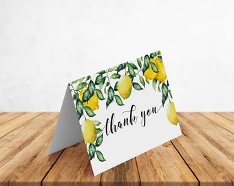 Lemons Thank you Card, Thank You Note, Baby and Bridal Shower Digital Printable