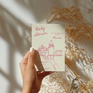 Invito Baby Shower con disegni a mano, template da editare e stampare aa059