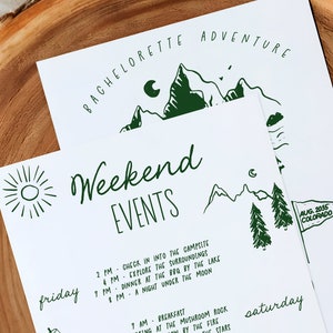 Camp Bachelorette Party Invitation and Itinerary Template, Hand drawn Retro Weekend Invite, Last Trail, Camping Glamping AA063 image 5