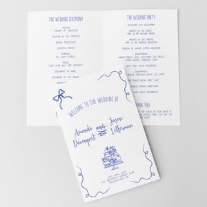 Whimsical Wedding Program Template, change colors, Wedding Day Program, Editable unique Wedding Day Program, wedding timeline, quirky AA045 image 1