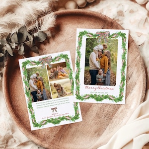 Cartolina Auguri di Natale con fiocco tartan aa101