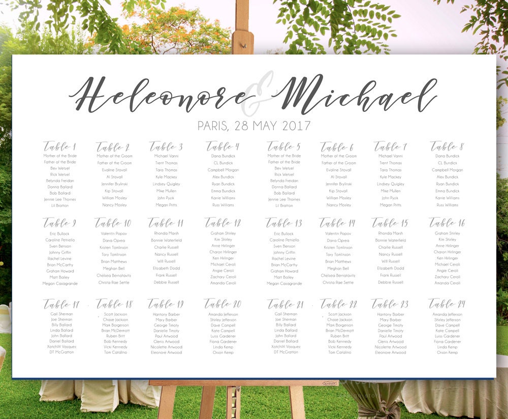 Calligraphy Wedding Seating Chart