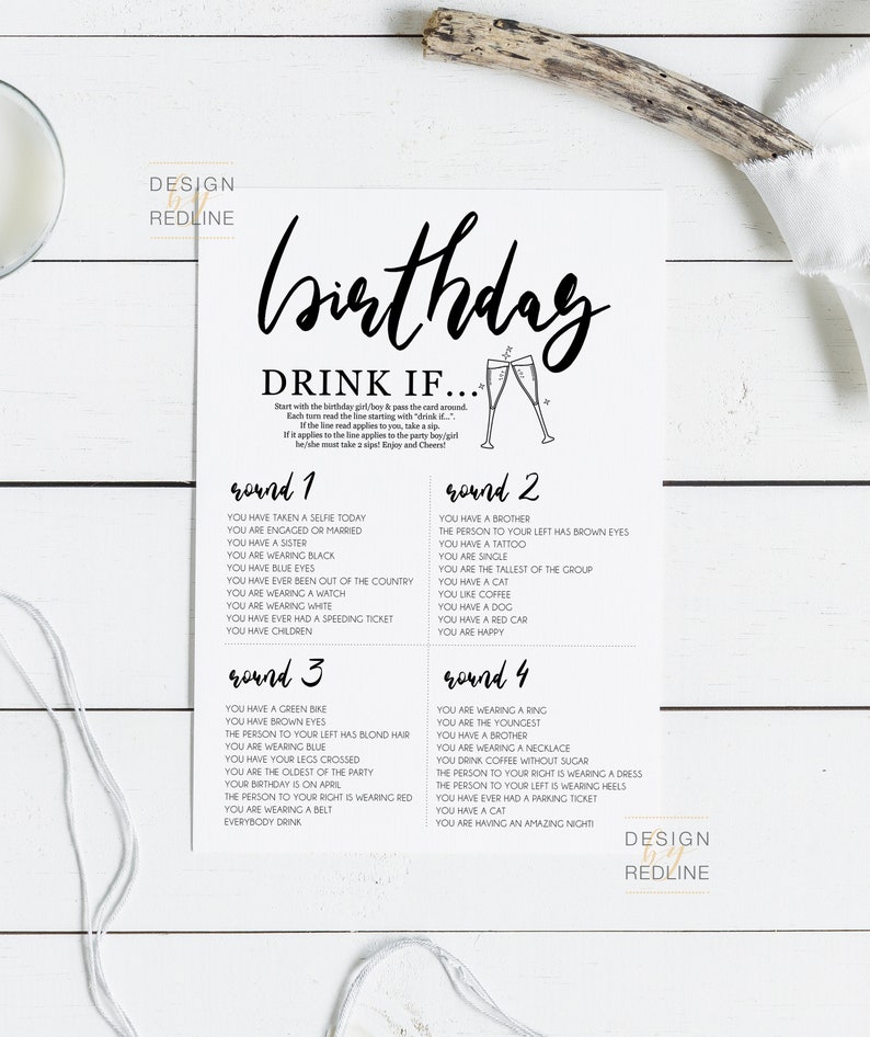 drink if birthday party game drinking game for birthday etsy