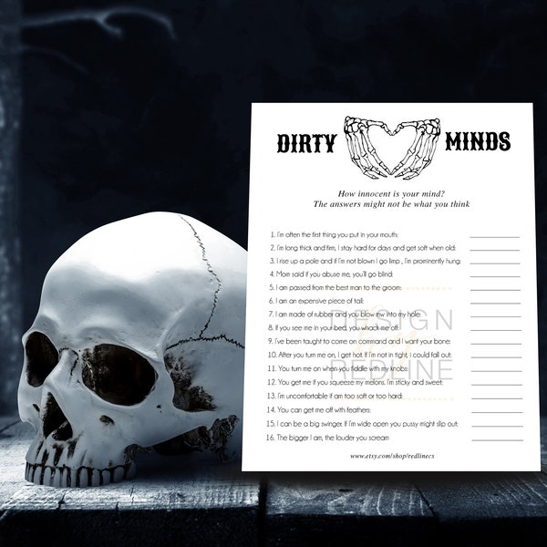 Skeleton Dirty Minds Game printable, funny bachelorette Party Game, Hen party printable, gothic hands instant download and print PDF
