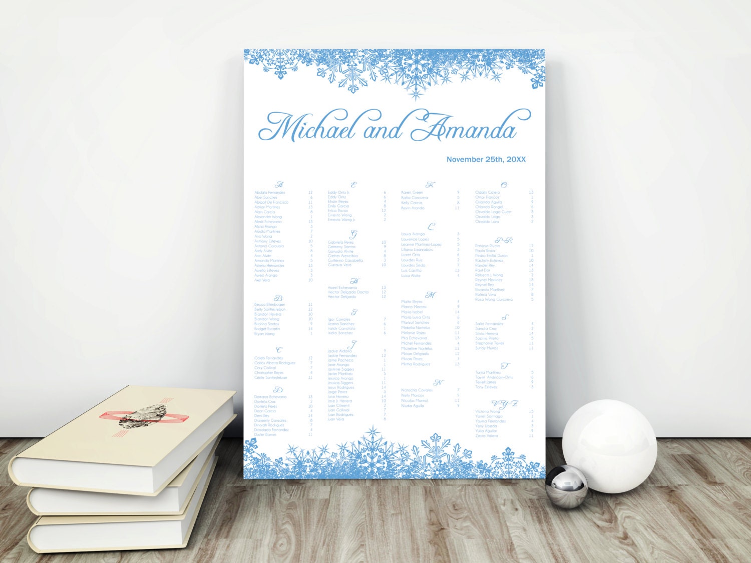 Winter Wedding Seating Chart