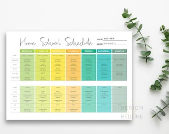 HOMESCHOOL Weekschema sjabloon, bewerkbare thuisschoolplanner, aanpasbare Kids Week takenlijstdiagram, weekplanner afdrukbaar