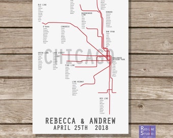 CHICAGO Wedding Seating chart / Underground Map / minimalista moderno chicago underground wedding / PRINTABLE file - wedding table plan