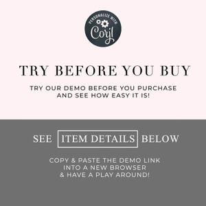 K&ouml;nnte beinhalten: Eine graue und wei&szlig;e Grafik mit dem Text "TRY BEFORE YOU BUY" und "TRY OUR DEMO BEFORE YOU PURCHASE AND SEE HOW EASY IT IS!" Die Grafik enth&auml;lt auch den Text "SEE ITEM DETAILS BELOW" und "COPY & PASTE THE DEMO LINK INTO A NEW BROWSER & HAVE A PLAY AROUND!"