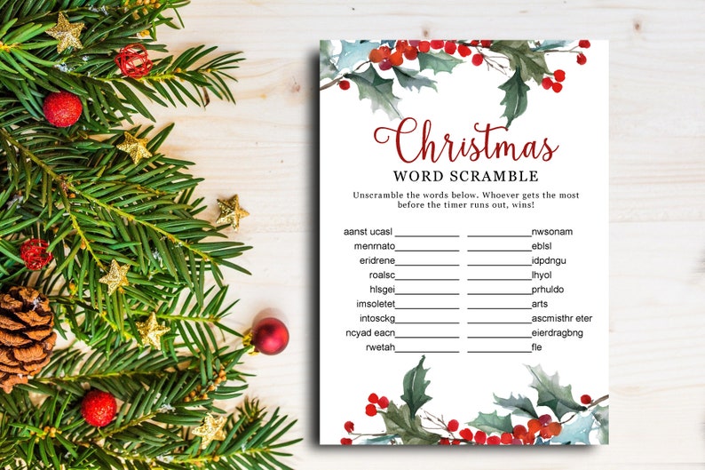 Christmas Word Unscramble Game Printable Holiday Party Fun - Etsy