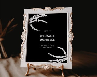 Halloween Custom Sign Template, Editable Halloween Party Sign, Halloween Wedding, Adult Halloween decor, Skeleton Party DIY   AA015