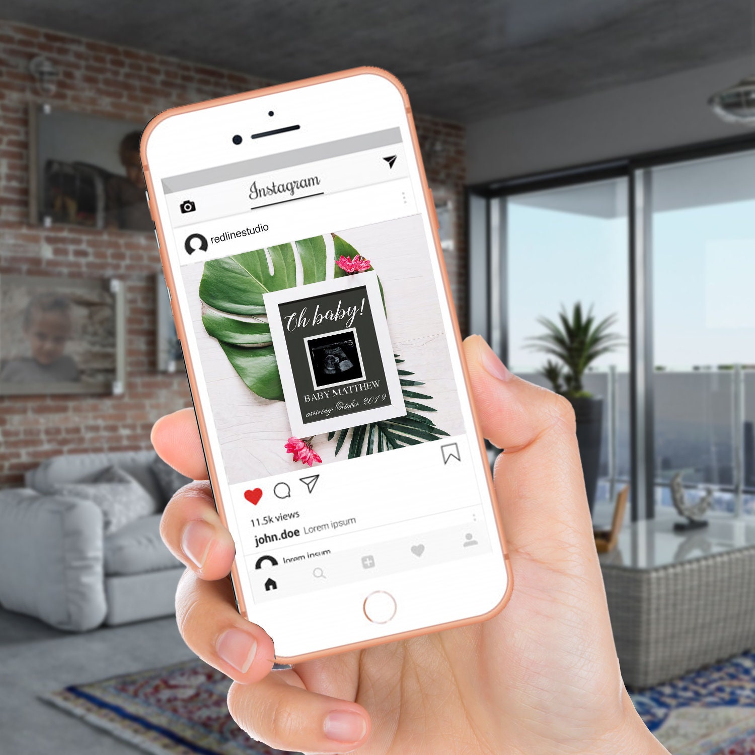 Download Pregnancy Digital Announcement, Social Media Baby Announcement with Photo, Personalized Tropical ...