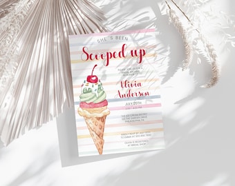 She's Been Scooped Up Bridal Shower Invite template, Here's The Scoop Bridal Shower Brunch, Ice Cream Shower Instant Digital Download
