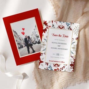 Save the Date nozze tema natalizio, matrimonio Annuncio matrimonio stile boho template da stampare AA040