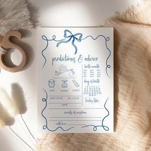 Gioco per Baby Shower con disegni a mano di colore blu. Idee attività festa neo mamma, download digitale da stampare