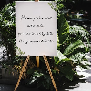 Decorazione per matrimonio con la scritta "pick a seat not a side" in italiano su richiesta, JPG da stampare.