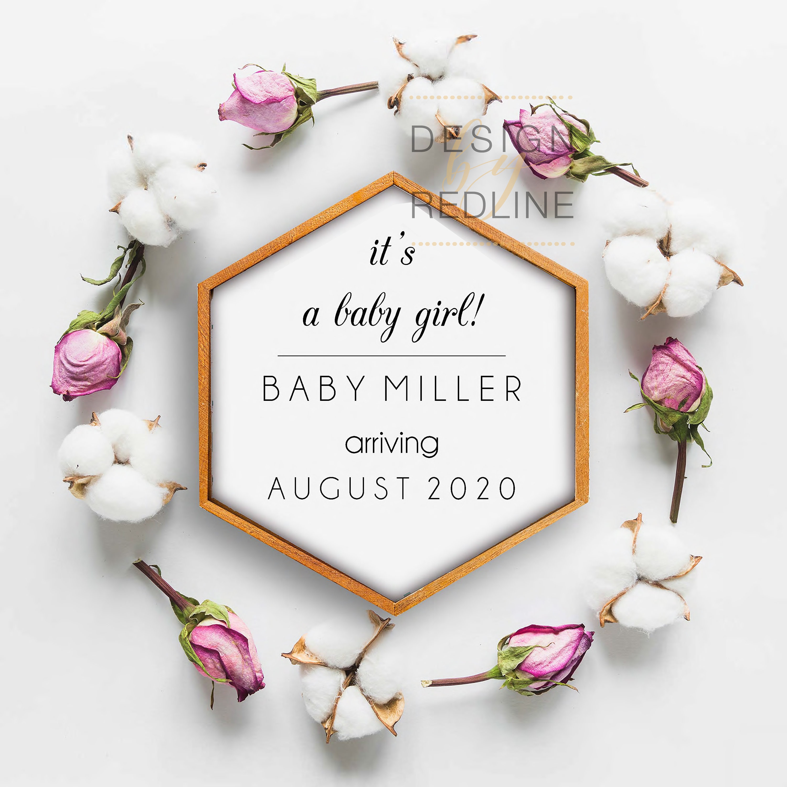 Download It's a baby girl social media announcement, pregnancy digital announcement, Floral easy to edit ...