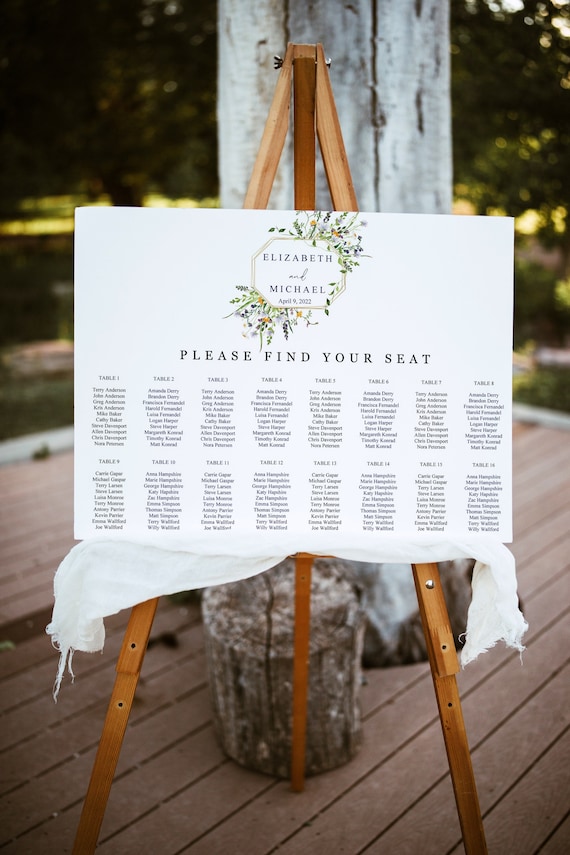 Tableau de Mariage con fiori di campo, wildflowers poster tableau  matrimonio fai da te PDF da stampare -  Italia