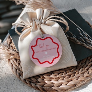 Wavy border favor sticker, editable colors 2x2, 5x5 inches labels, fancy modern favor tag, thank you label printable, aa06