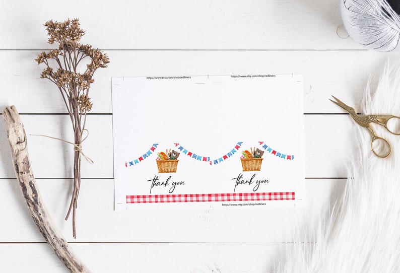 Picnic Thank You Card Thank You Note Birthday Party or Baby Etsy