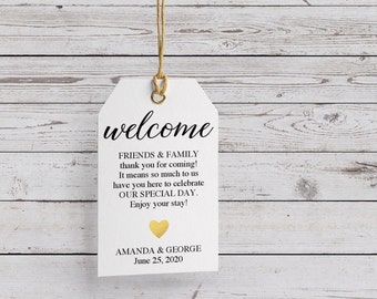 Welcome tag, wedding welcome tag template, wedding welcome bag tag printable, Instant download editable PDF,