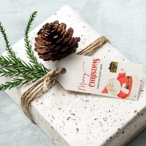 Etichetta regali di natale personalizzata con Babbo Natale, edita e stampa